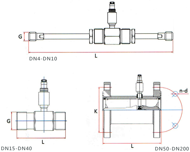 dn40液體渦輪流量計(jì)安裝尺寸圖